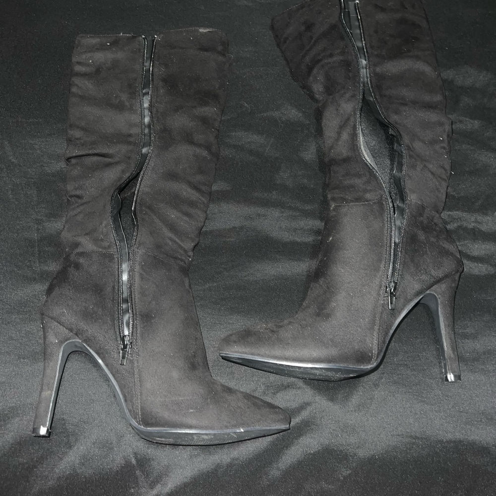 Simple black, high heel boots